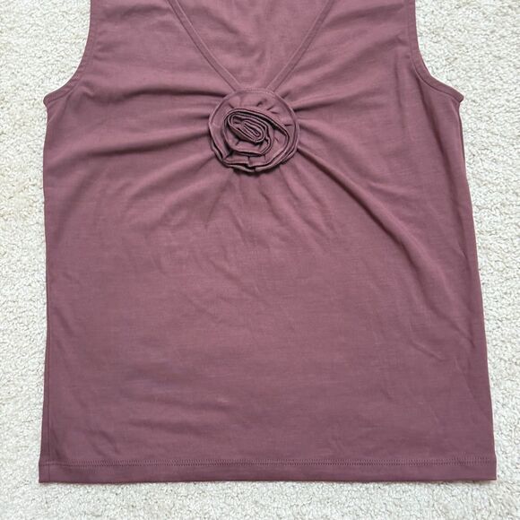 SOLD Aritzia Wilfred GoodLux Bloom Top Plum Purple Rose Rosette Slim Fit Tank S - Picture 4 of 13